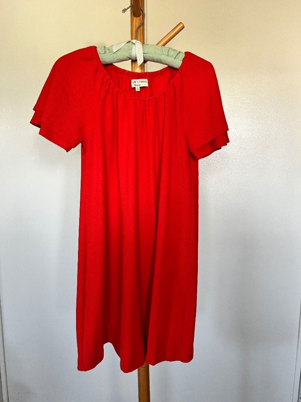 Madewell Texture & Thread bright orange/red swing dress, size XS